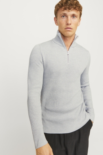 Jack & Jones Trui JJEPERFECT KNIT HALF ZIP SN 12257773 Light Grey Melange