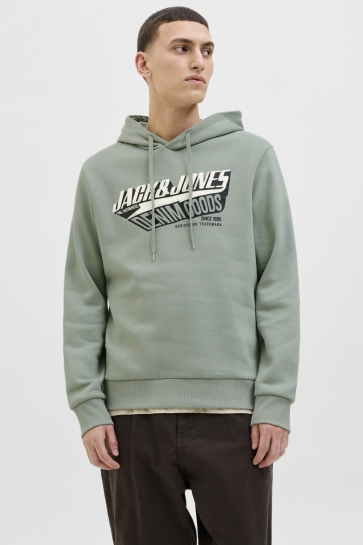 Jack & Jones JJELOGO SWEAT HOOD 2 COL 25/26 NOOS 12279649 Iceberg Green