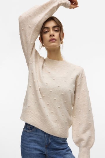Vero Moda Trui VMFRANCESCA LS O-NECK PULLOVER BOO 10331333 Birch/MELANGE