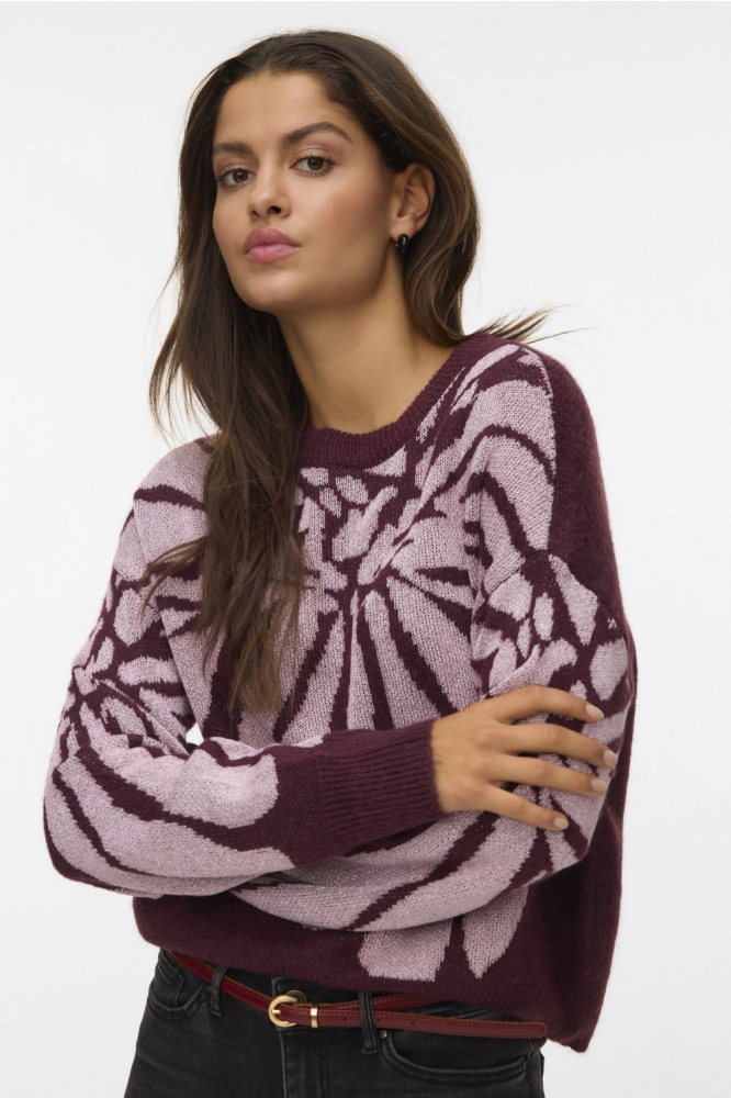 Vero Moda bordeaux dames trui | Model vooraanzicht