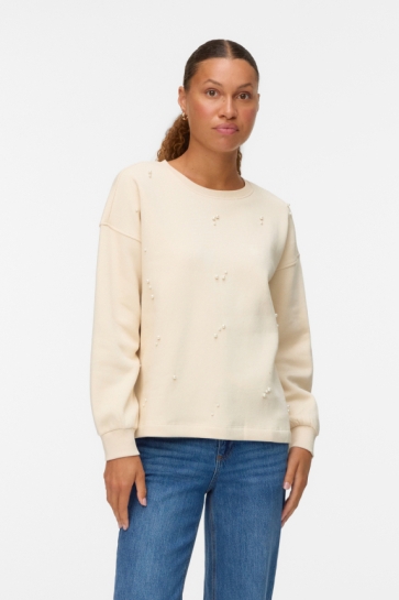 Vero Moda Trui VMFATILDA L/S SWEATSHIRT JRS BTQ 10333582 BIRCH/PEARLS