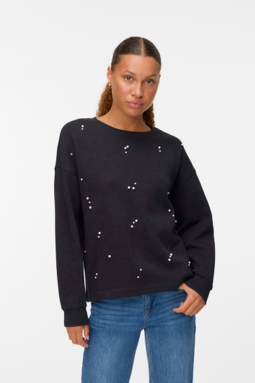 Vero Moda VMFATILDA L/S SWEATSHIRT JRS BTQ 10333582 BLACK/TONE-IN-TONE