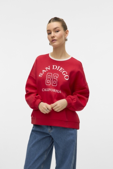 Vero Moda Trui VMAGNES MALY LS SWEAT BOX JRS GA BO 10331876 RIBBON RED/SNOW CONTRAST
