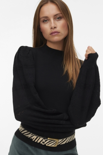 Vero Moda vmnewlimone ls highneck pullover bo Zwart