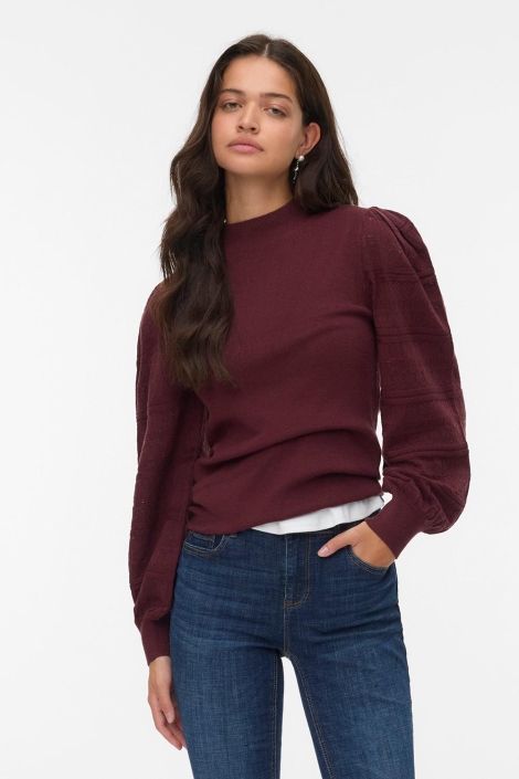 Vero Moda bordeaux dames trui | Model vooraanzicht