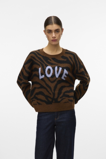 Vero Moda VMNEWKAI LS O-NECK PULLOVER BOO 10331271 Emperador/W. BLACK