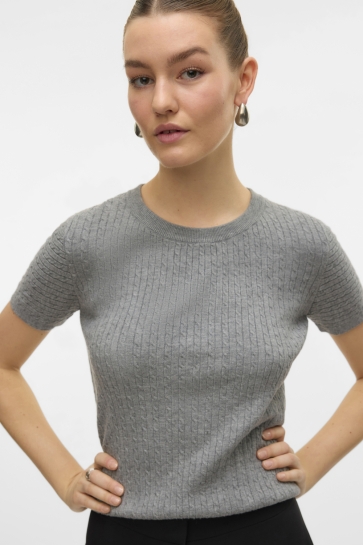 Vero Moda VMMIRLA SS O-NECK PULLOVER BOO 10331436 Medium Grey Melange