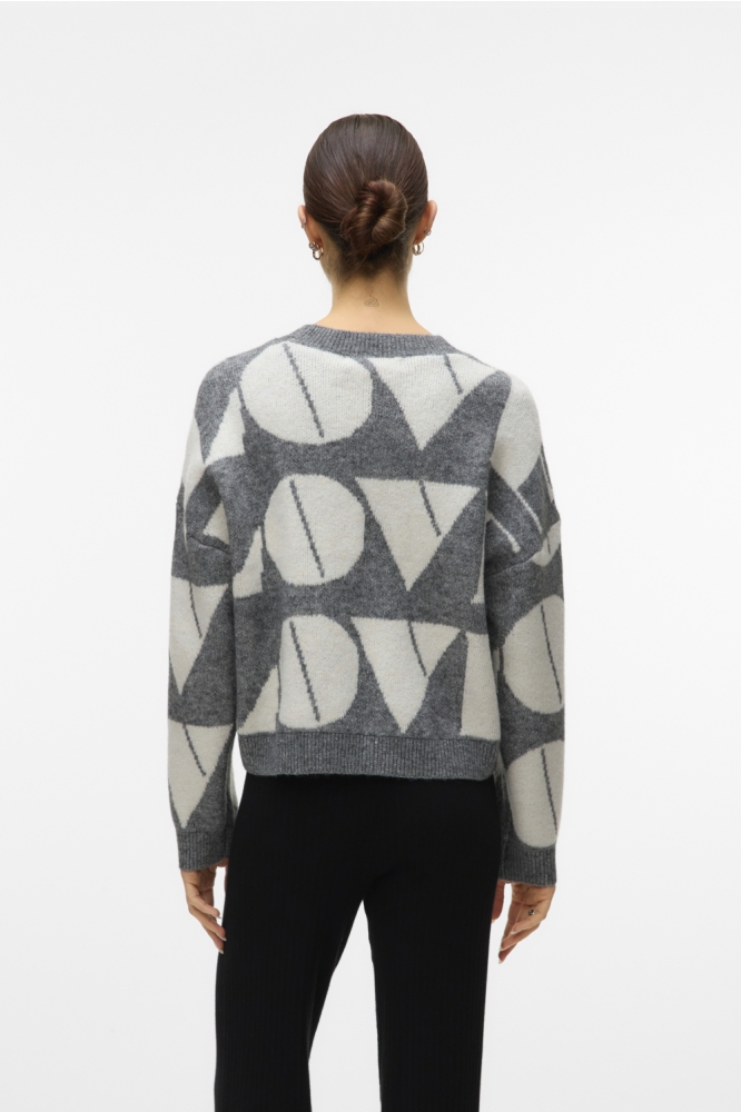 Vero Moda grijze dames trui | Model achteraanzicht