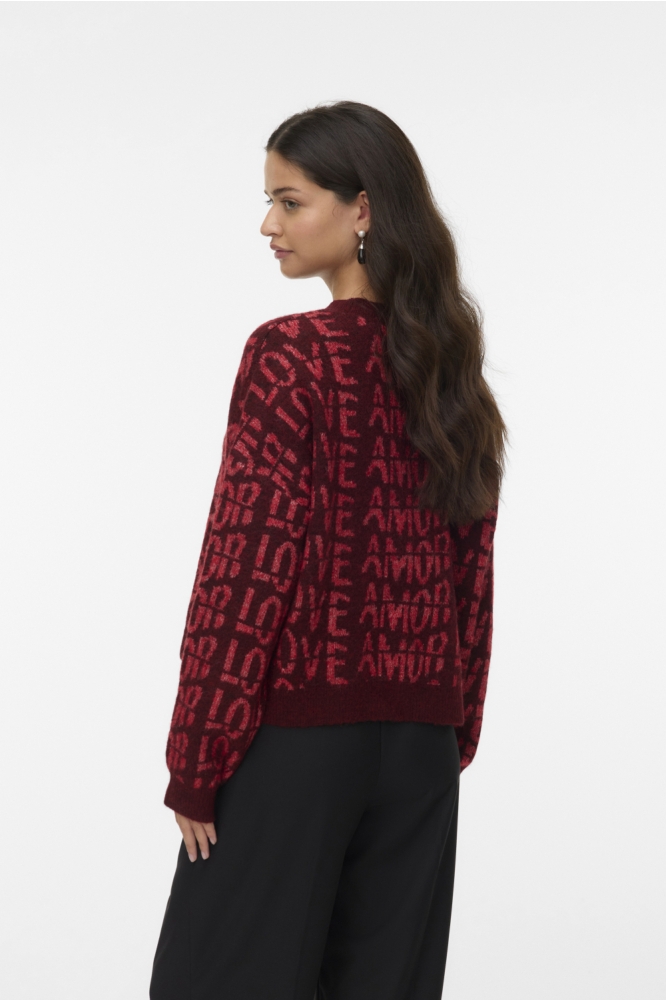 Vero Moda bordeaux dames trui | Model achteraanzicht