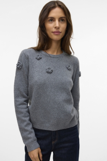 Vero Moda Trui VMROSE LS O-NECK PULLOVER BOO 10331434 MEDIUM GREY MELANGE