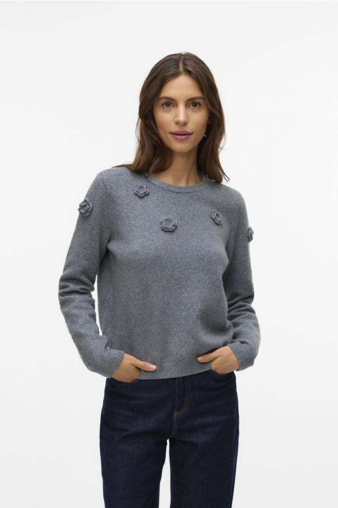 Vero Moda grijze dames trui | Model vooraanzicht