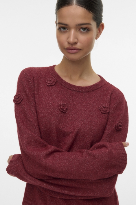 Vero Moda bordeaux dames trui | Model vooraanzicht