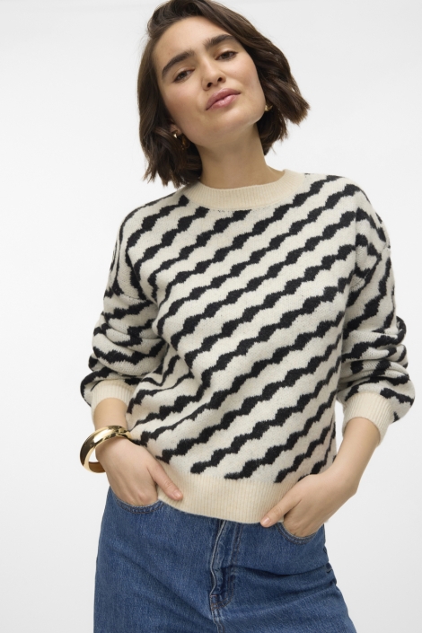 Vero Moda beige dames trui | Model vooraanzicht