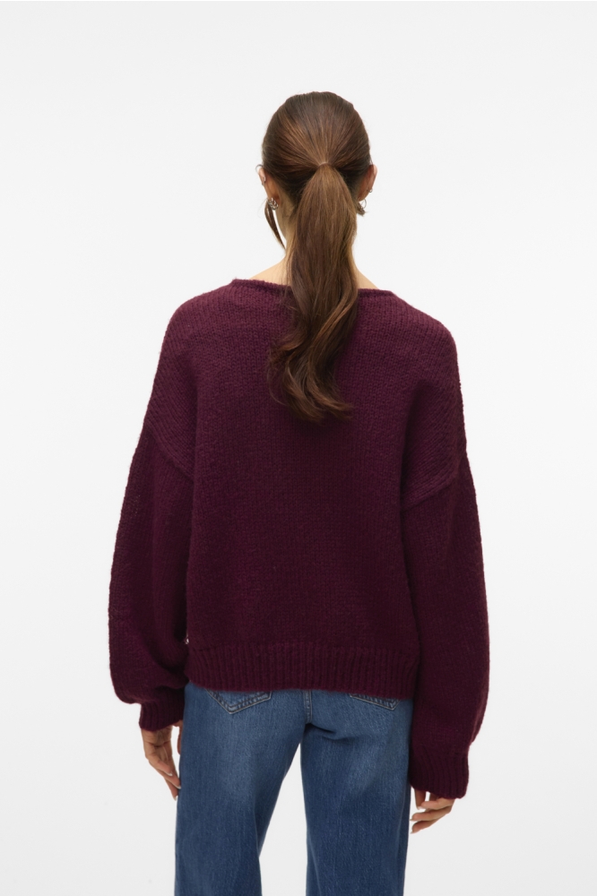 Vero Moda bordeaux dames trui | Model achteraanzicht