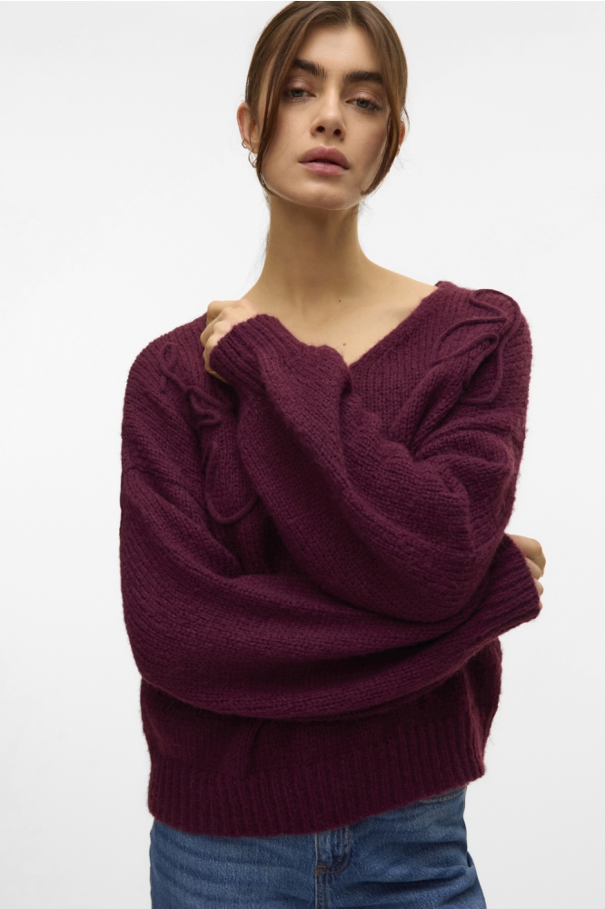 Vero Moda bordeaux dames trui | Model vooraanzicht