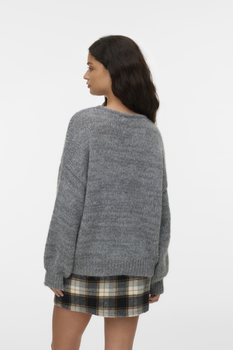Vero Moda grijze dames trui | Model achteraanzicht