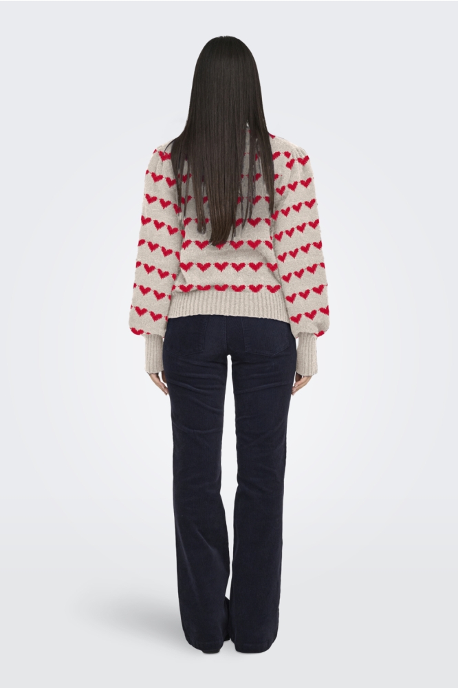 Jacqueline de Yong ecru dames trui | Model achteraanzicht