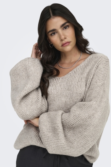 Jacqueline de Yong jdydinea l/s reversible pullov. knt Beige