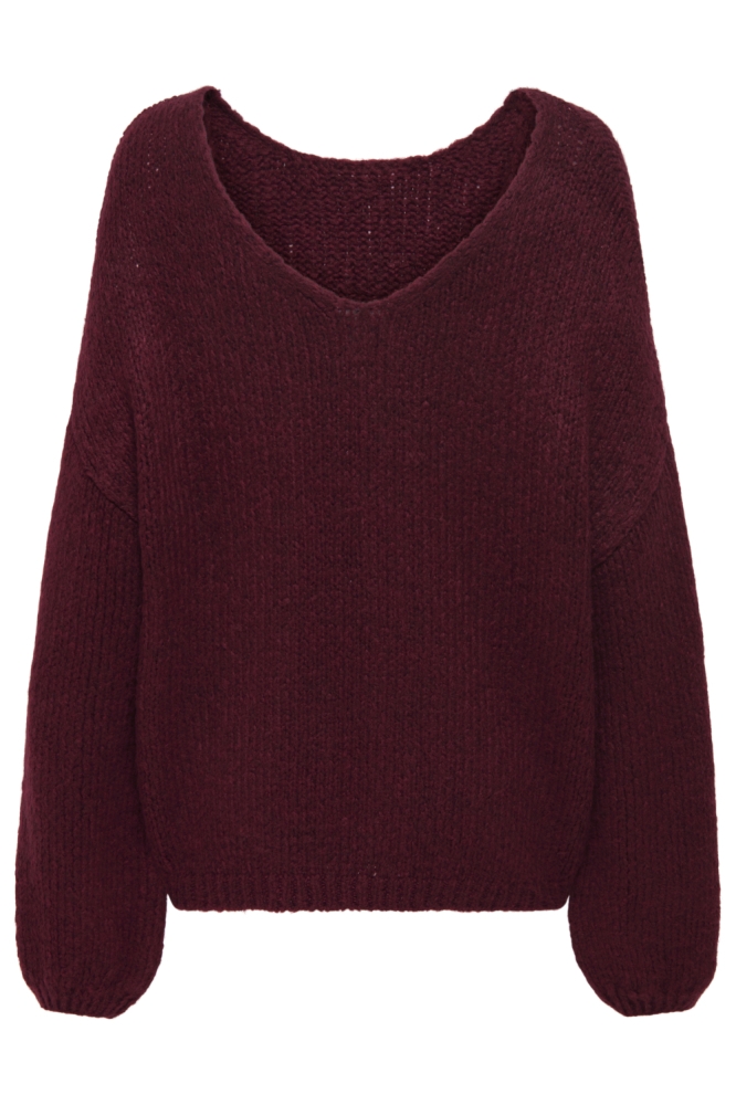 Jacqueline de Yong bordeaux dames trui | Achteraanzicht