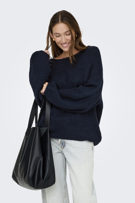 Jacqueline de Yong blauwe dames trui | Model vooraanzicht