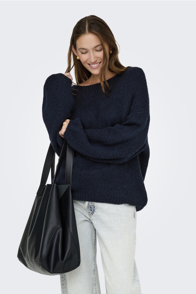 Jacqueline de Yong blauwe dames trui | Model vooraanzicht