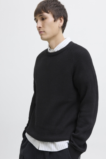 Jack & Jones JJPANNEL KNIT CREW NECK AW25 12278916 BLACK