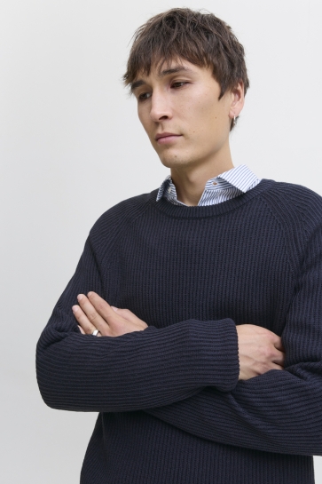 Jack & Jones JJPANNEL KNIT CREW NECK AW25 12278916 SKY CAPTAIN