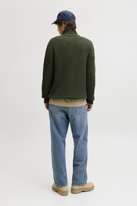 Jack & Jones groene heren trui | Model achteraanzicht