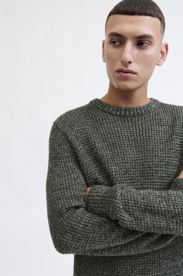 Jack & Jones Trui JJLINK KNIT CREW NECK 12279142 DUFFEL BAG/TWISTED W.