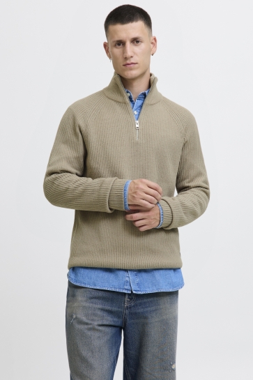 Jack & Jones JJPANNEL KNIT HALF ZIP AW25 12278919 Crockery