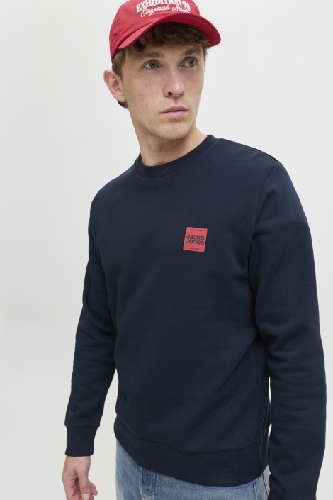 Jack & Jones blauwe heren sweater | Model vooraanzicht
