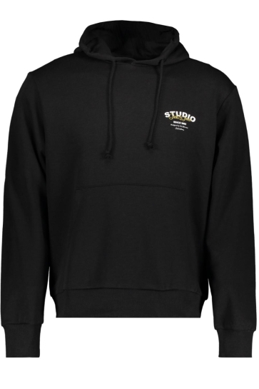 Jack & Jones Trui JJYUKI SWEAT HOOD BF 12278611 BLACK/SMALL PRIN