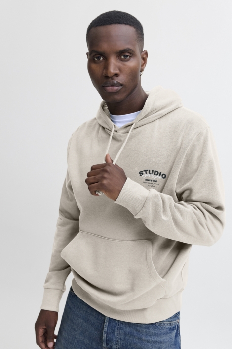 Jack & Jones beige heren sweater | Model vooraanzicht