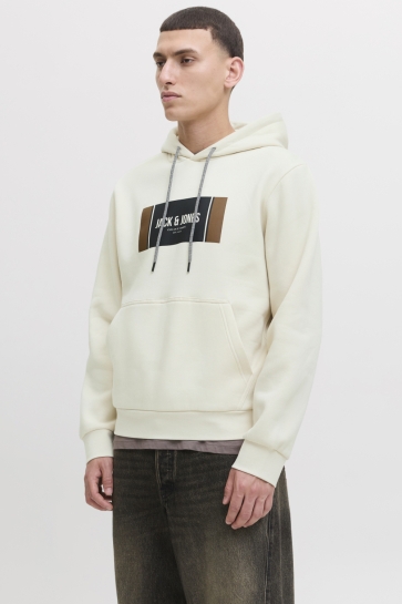 Jack & Jones Trui JJHAYATO SWEAT HOOD BTS 12278614 ANTIQUE WHITE
