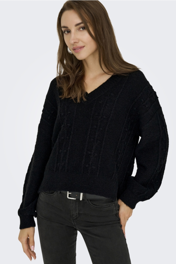 Jacqueline de Yong zwarte dames trui | Model vooraanzicht