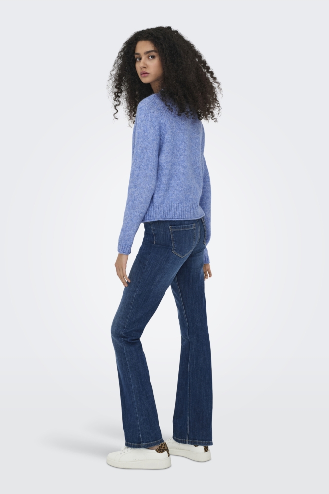 Jacqueline de Yong blauwe dames trui | Model achteraanzicht