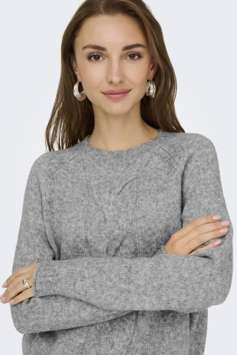 Jacqueline de Yong grijze dames trui | Close up