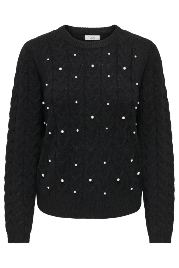 Jacqueline de Yong Trui JDYCARMEN L/S O-NECK PEARL PULLOVER 15347819 BLACK/WHITE PEAR