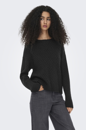 Jacqueline de Yong JDYBIGUM L/S O-NECK PULLOVER KNT 15328356 Black