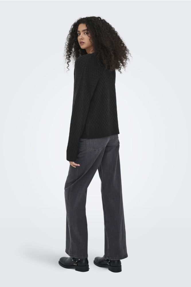 Jacqueline de Yong zwarte dames trui | Model achteraanzicht