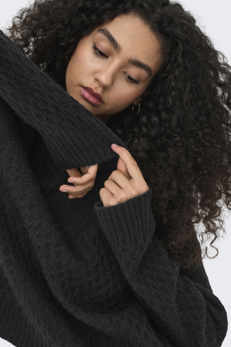 Jacqueline de Yong zwarte dames trui | Close up