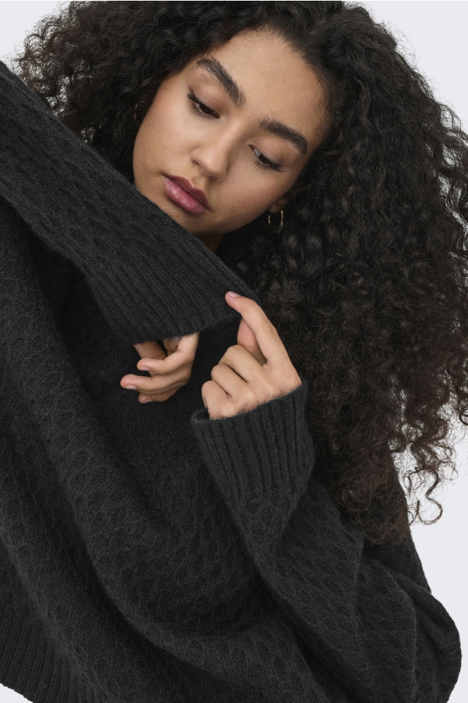 Jacqueline de Yong zwarte dames trui | Close up