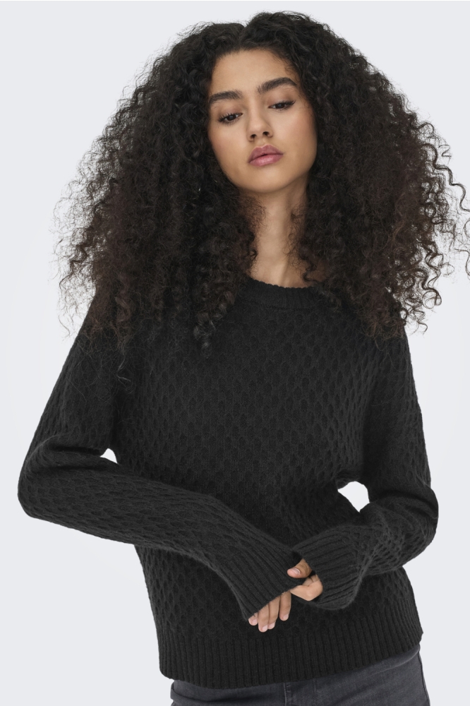 Jacqueline de Yong zwarte dames trui | Model vooraanzicht