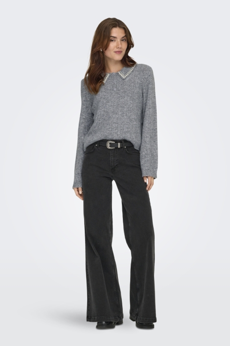 Jacqueline de Yong grijze dames trui | Model