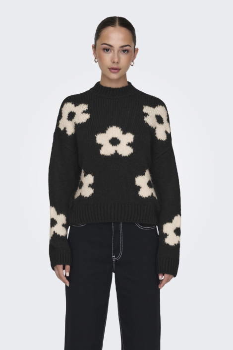 Jacqueline de Yong zwarte dames trui | Model vooraanzicht