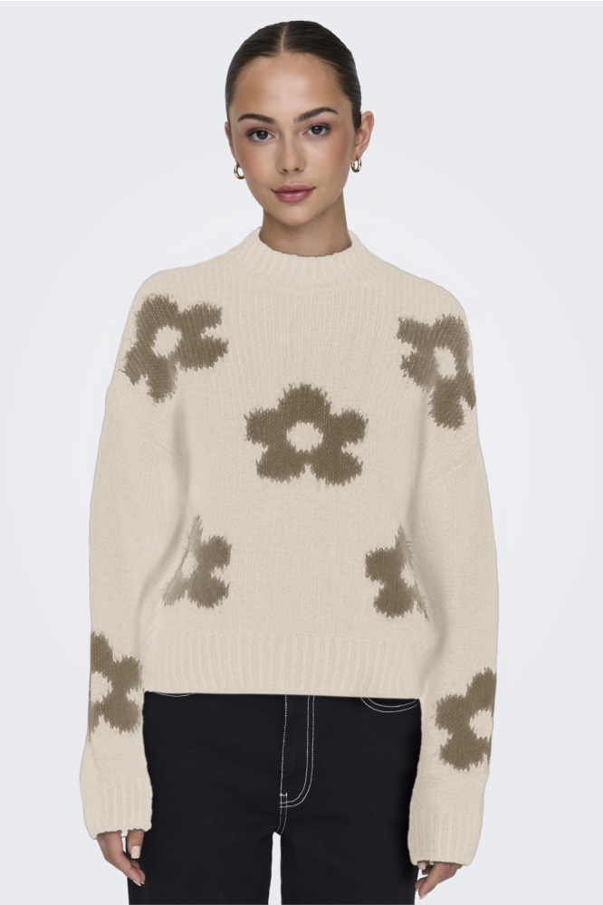 Jacqueline de Yong ecru dames trui | Model vooraanzicht