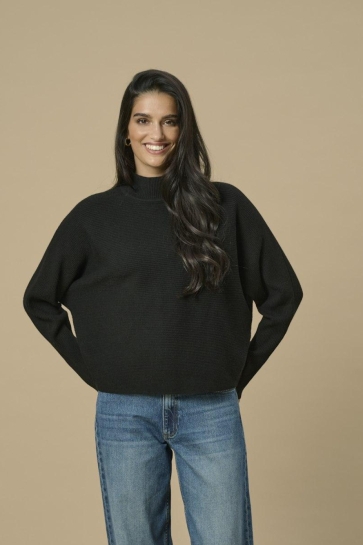 Jacqueline de Yong JDYPRIME LIFE L/S HN BAT. PULL. KNT 15351898 BLACK