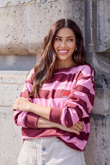 Jacqueline de Yong sweater JDYBOOGIE L/S SWEAT JRS 15320335 Cashmere Rose/CABERNET STRIPES