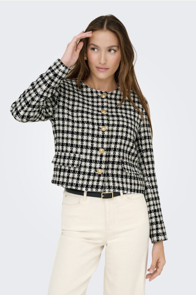 Jacqueline de Yong zwarte dames vest | Close up