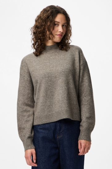 Pieces PCMALOU LS HIGH NECK KNIT PWP BC 17161608 MOREL